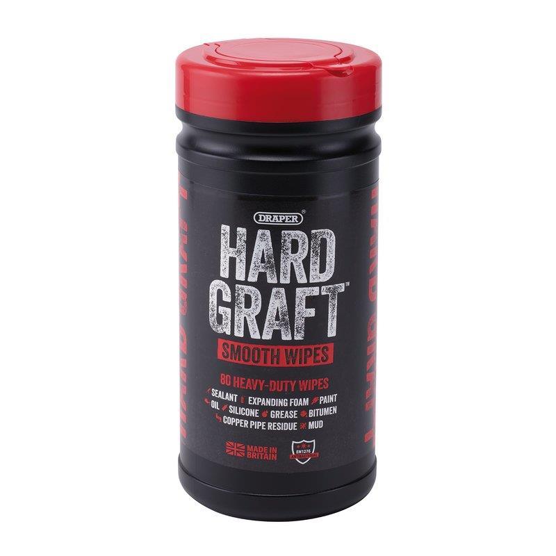 Draper Hard Graft Multipurpose Smooth Wipes Tub Of 80 12434 - Tools 2U Direct SW