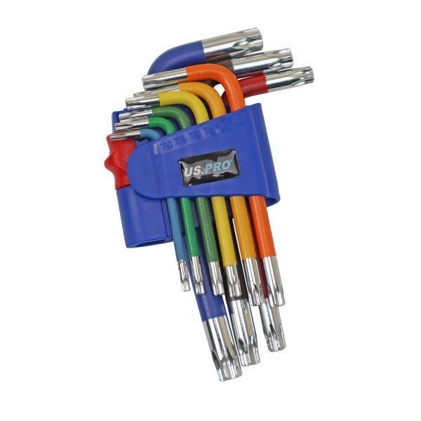 US PRO Tools 9PC Multicoloured Short Star Key Set T10 - T50 1635 - Tools 2U Direct SW