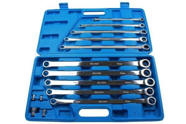 US PRO 10pc Extra Long Double Ring Single Gear Ratchet Spanner Wrench Set 8 - 19mm 3224 - Tools 2U Direct SW