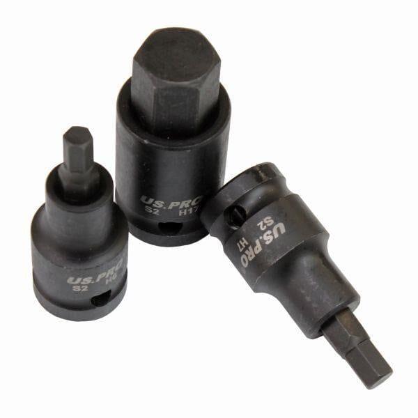 US PRO Tools 10pc Impact Hex Bit Socket Set 1/2" Drive 4mm To 19mm 3593 - Tools 2U Direct SW