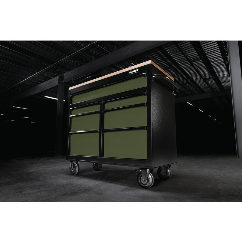 BUNKER® 7 Drawer Workbench Roller Tool Cabinet, 41", Green 08221