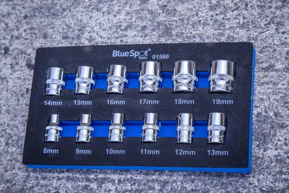 Bluespot 12pc 3/8" Metric Shallow Sockets 8-19mm In Eva Foam Tray 12PT 01566 - Tools 2U Direct SW
