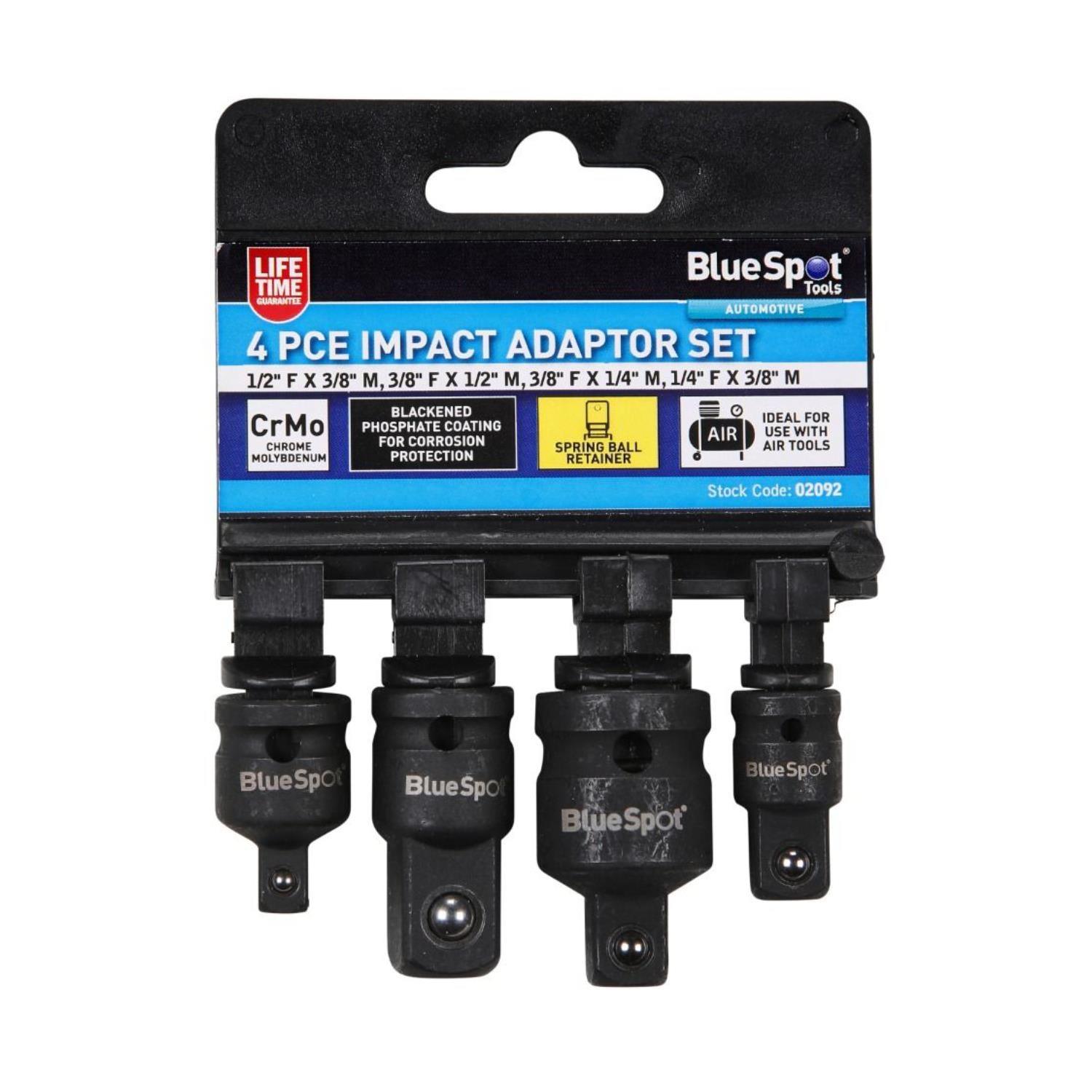BlueSpot 4pc Impact Socket Converter Reducer Adapter Set 1/4" 1/2" 3/8" 02092 - Tools 2U Direct SW