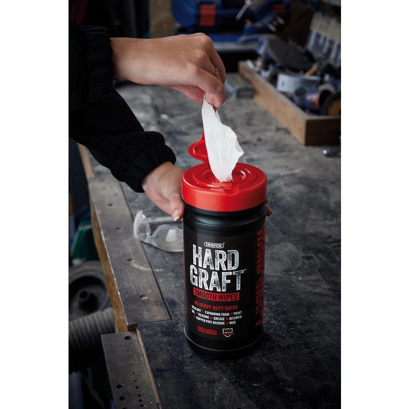 Draper Hard Graft Multipurpose Smooth Wipes Tub Of 80 12434 - Tools 2U Direct SW