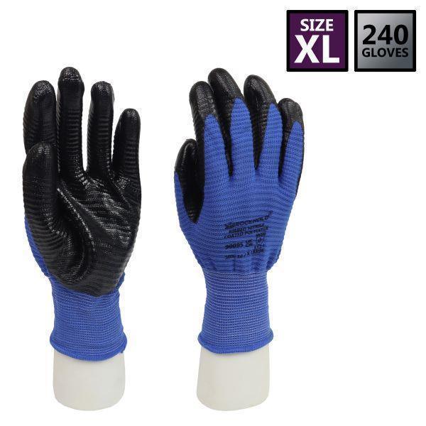 ROCKHOLD 12 Pairs Ribbed Nitrile Coated Gloves Size 10/XL Hard Wearing 90095 - Tools 2U Direct SW