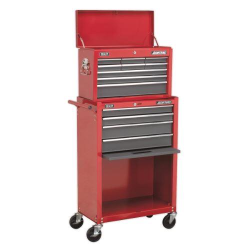 Sealey American Pro Topchest & Rollcab Combination 13 Drawer with Ball-Bearing Slides - Red/Grey AP22513BB - Tools 2U Direct SW