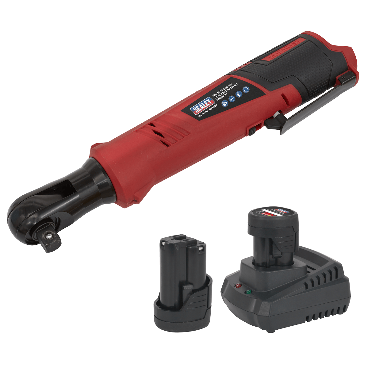 Sealey Cordless Ratchet Wrench Kit 1/2"Sq Drive 12V SV12 Series - 2 Batteries + Charger CP1209KIT - Tools 2U Direct SW