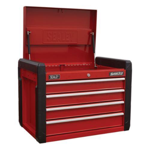 Sealey Superline Pro Topchest 4 Drawer with Ball-Bearing Slides - Red AP3401 - Tools 2U Direct SW