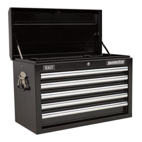 Sealey Superline Pro Topchest 5 Drawer with Ball-Bearing Slides - Black AP33059B - Tools 2U Direct SW