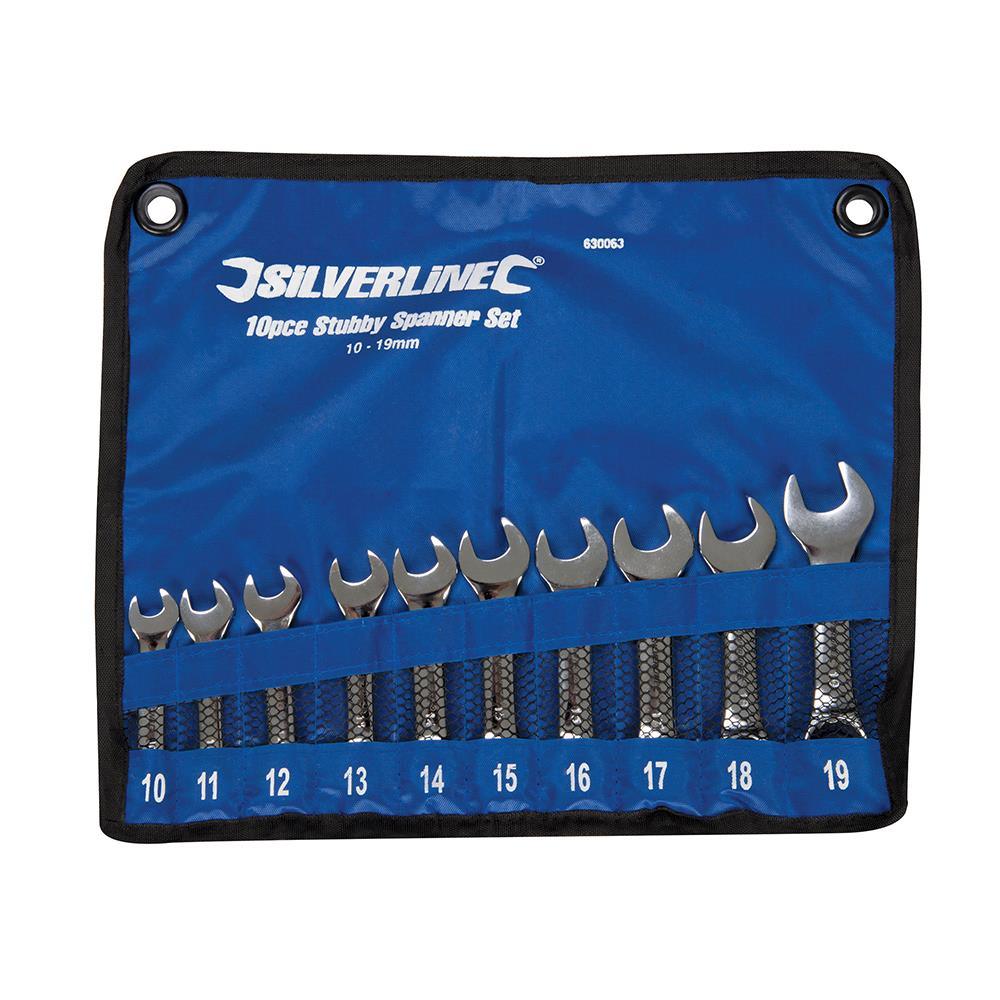 Silverline 10pce Stubby Spanner wrench Set 10 - 19mm 630063 - Tools 2U Direct SW