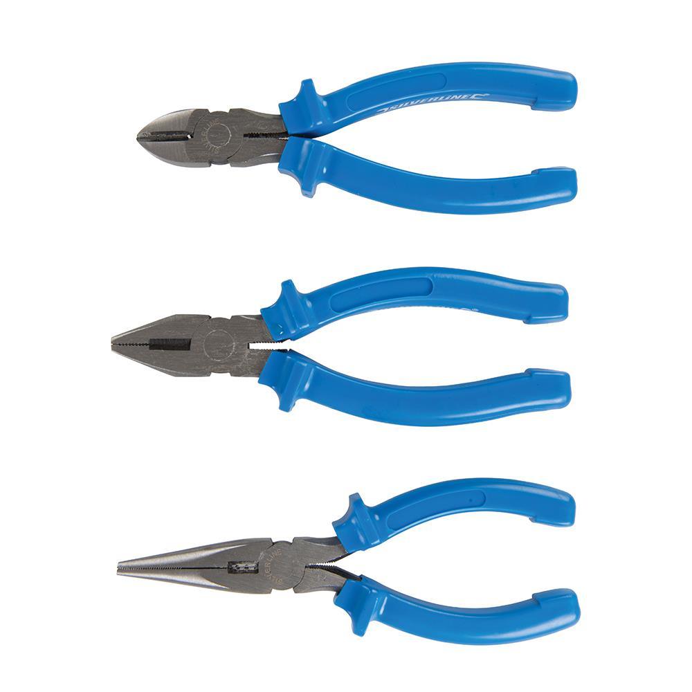 Silverline 3pc Pliers Set 160mm 6" Combination Long Nose Side Cutter Pliers 427610 - Tools 2U Direct SW