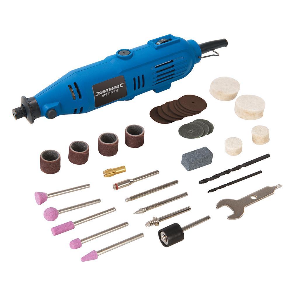 Silverline Multi Function Rotary Tool with 43 Piece Accessory Kit 135W - 249765 - Tools 2U Direct SW