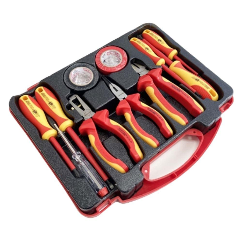 Toolzone 11PC VDE Electricians Tool Kit Cutters Strippers Screwdrivers Tapes SD301 - Tools 2U Direct SW