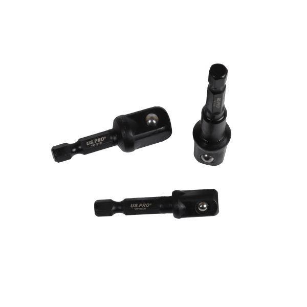 US PRO 8PC Impact Driver Socket Adaptors 1/4" 3/8" 1/2" - 1/4" Hex DR 7167 - Tools 2U Direct SW