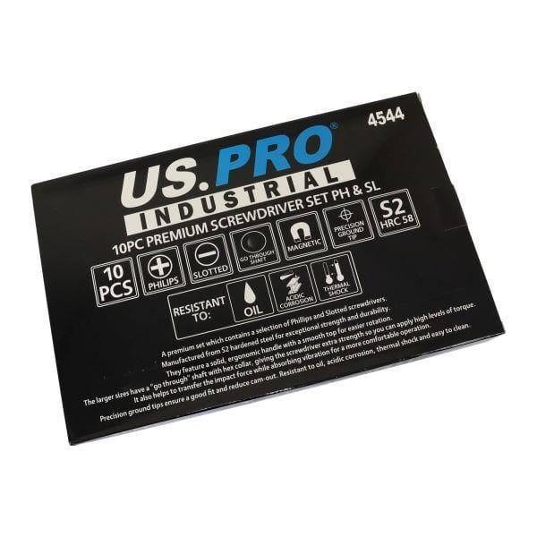 US PRO INDUSTRIAL 10pc Premium Screwdriver Set Slotted & Phillips Screwdrivers 4544 - Tools 2U Direct SW