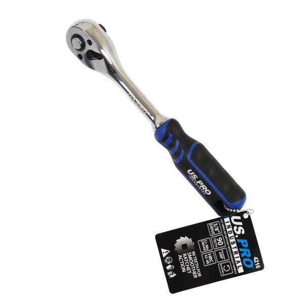 US PRO INDUSTRIAL 3/8" DR 90T Ratchet With Straight Handle With Grip 4216 - Tools 2U Direct SW