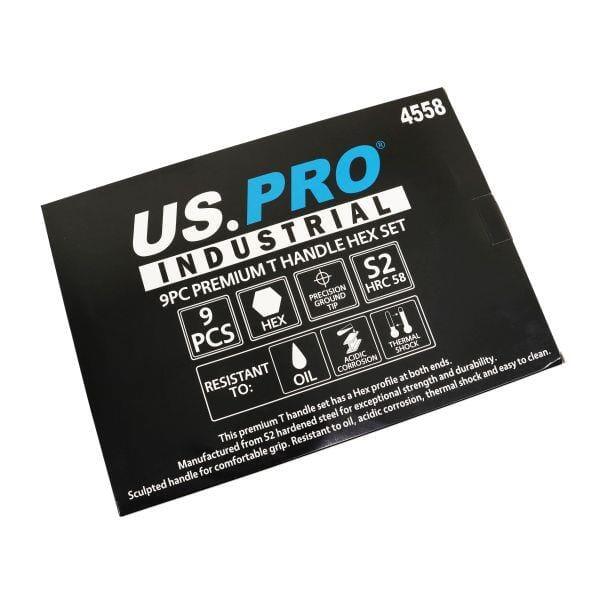 US PRO INDUSTRIAL 9pc Premium T-Handle Hex Allen keys / Screwdriver Set H1.5 - H10 4558 - Tools 2U Direct SW
