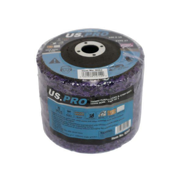 US PRO Tools 100MM Purple Clean & Strip Discs 16MM Bore - Pack Of 5 8262 - Tools 2U Direct SW