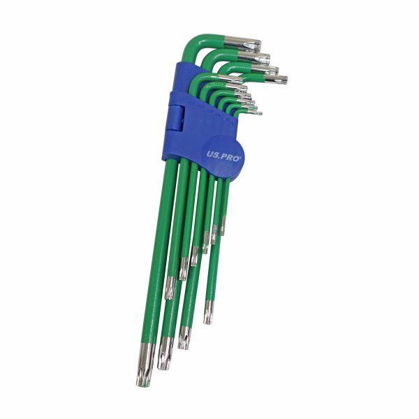US PRO Tools 10PC Coloured Extra Long Tamperproof Star Key Set T9 - T50 1643 - Tools 2U Direct SW
