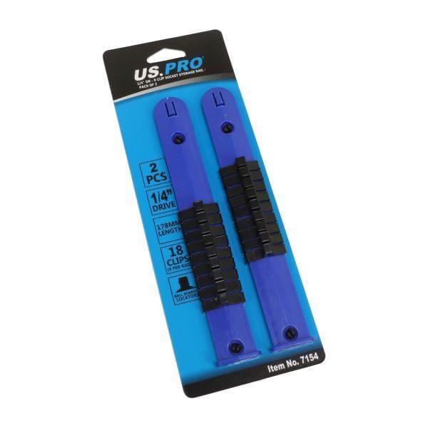 US PRO Tools 2 Piece 1/4" Drive Socket Holder Storage Rail Set - 18 Clips 7154 - Tools 2U Direct SW