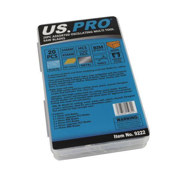 US PRO Tools 20pc Assorted Oscillating Multi Tool Saw Blades 9222 - Tools 2U Direct SW
