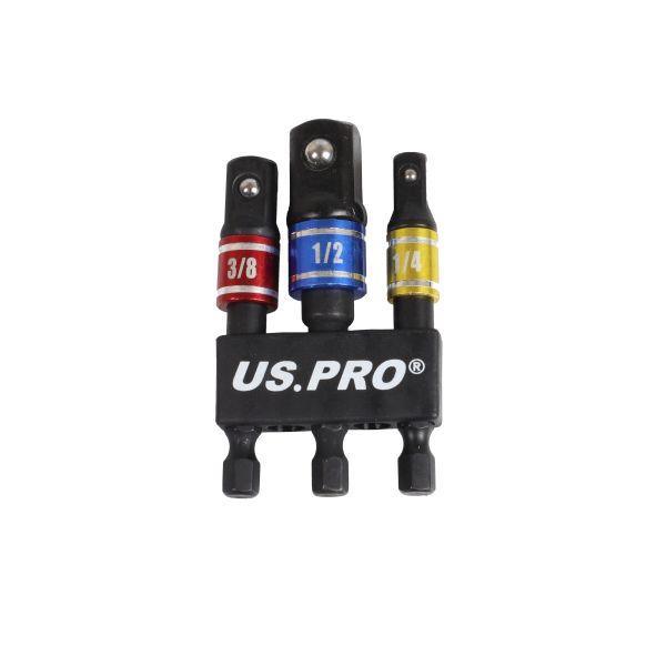 US PRO Tools 3pc Impact Driver Colour Coded Socket Adaptors 7168 - Tools 2U Direct SW
