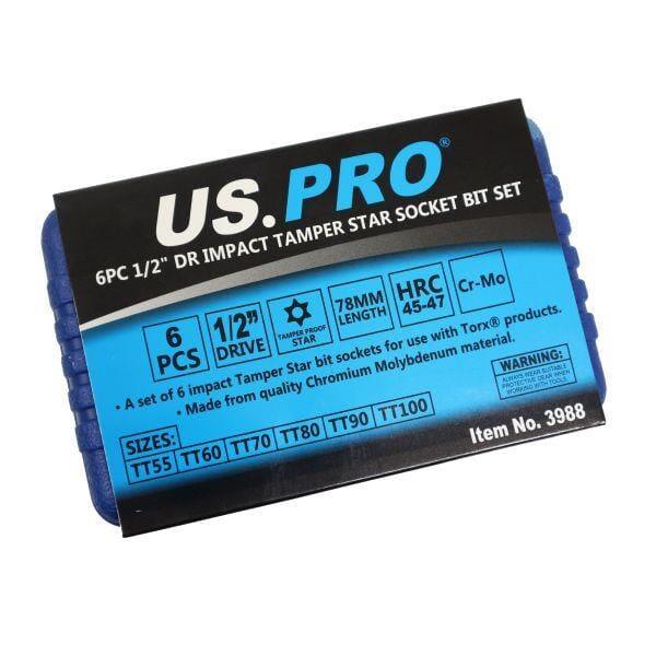 US PRO Tools 6PC 1/2" DR Impact Star Torx Bit Socket Set Tamper Proof T55 - T100 3988 - Tools 2U Direct SW
