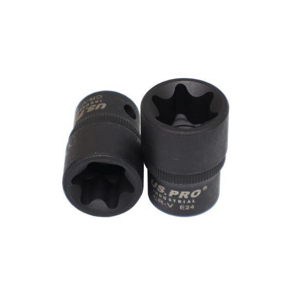 US PRO Tools 9PCS 1/2" DR Impact E-Star Sockets Female Torx E10 - E24 7522 - Tools 2U Direct SW