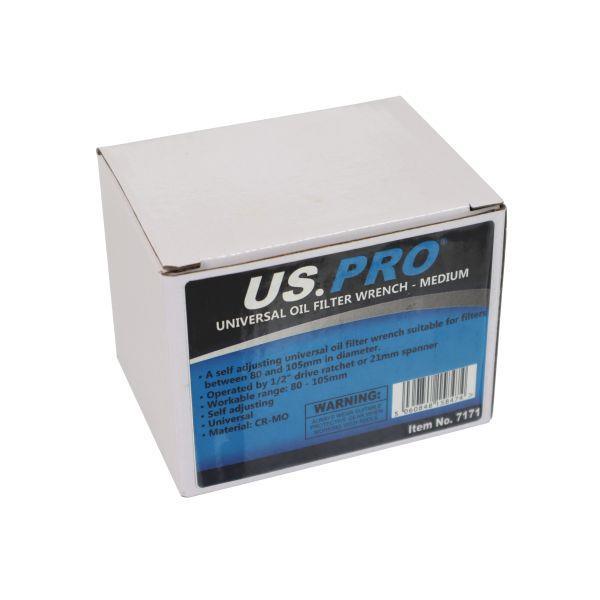US PRO Tools Adjustable Universal Oil Filter Wrench Medium 80 - 105mm 7171 - Tools 2U Direct SW