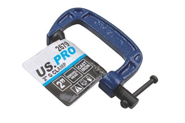 US PRO Tools G Clamp Set 50mm 2 Inch Clamps 2pc 2679 - Tools 2U Direct SW
