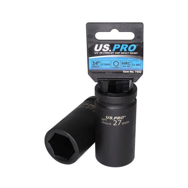 US PRO Tools Single 3/4" DR 27MM 6PT Deep Impact Socket 7502 - Tools 2U Direct SW