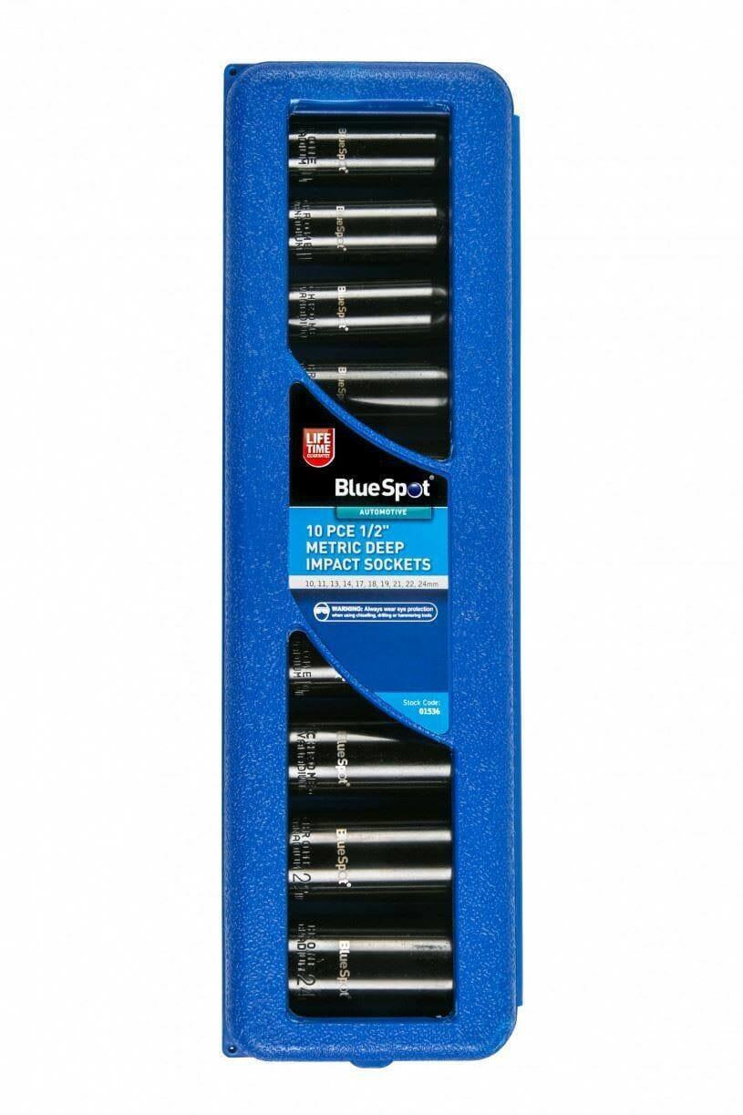 BlueSpot 10 Piece 1/2" Drive Metric Deep Impact Socket Set 10 - 24mm 01536 - Tools 2U Direct SW