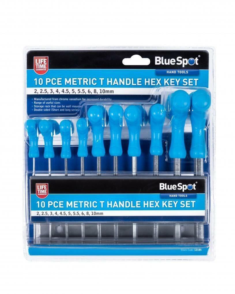 BlueSpot 10 Piece Metric T Handle Hex Key Set 2 - 10mm 12185 - Tools 2U Direct SW