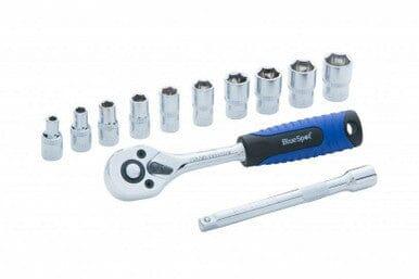 BlueSpot 12 Pc 1/4" Dr Ratchet & Socket Set 4mm - 13mm + Extension Bar 01504 - Tools 2U Direct SW