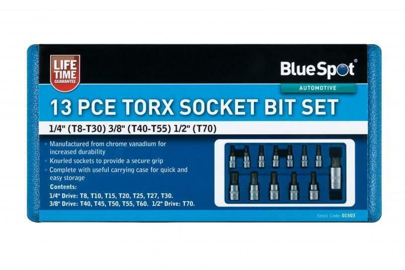 BlueSpot 13 Piece Torx Star Bit Socket Set T8 - T70 01503 - Tools 2U Direct SW