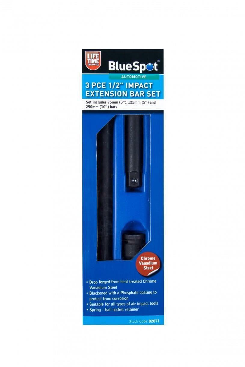 BlueSpot 3 Piece 1/2" Dr Impact Extension Bar Set 02071 - Tools 2U Direct SW