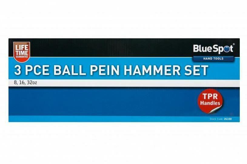 BlueSpot 3 Piece Ball Pein Hammer Set 8oz 16oz 32oz With TPR Handle 26100 - Tools 2U Direct SW