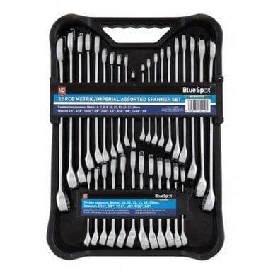 BlueSpot 32 Piece Metric & Imperial Assorted Spanner Set 6 - 19mm 1/4" - 5/8" 04112 - Tools 2U Direct SW