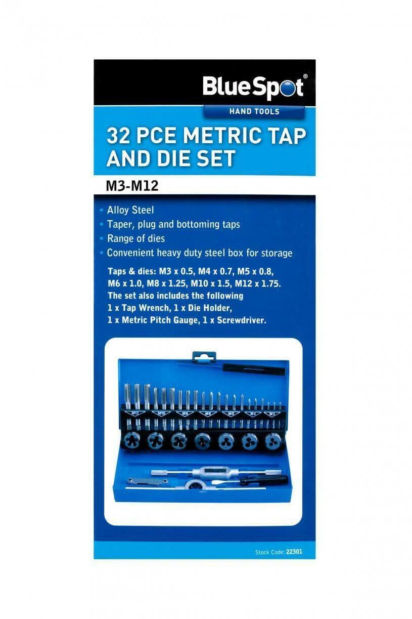BlueSpot 32 Piece Metric Tap and Die Set M3 - M12 22301 - Tools 2U Direct SW