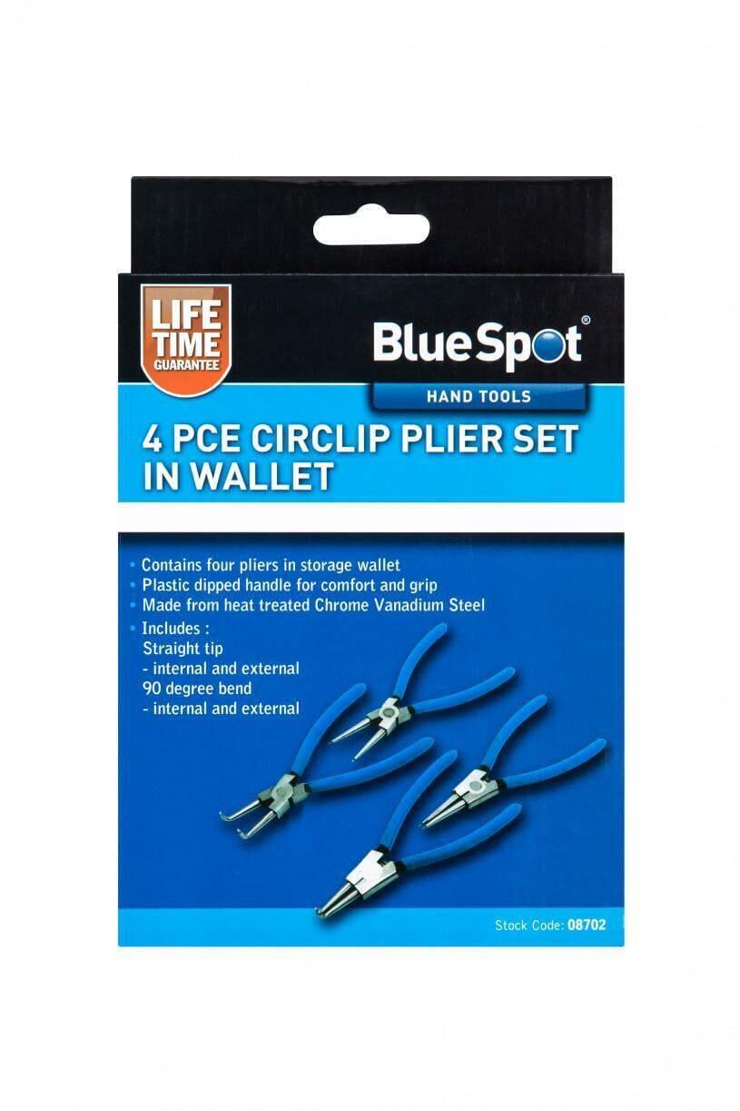 BlueSpot 4 Piece 6" 150mm Circlip, Snap Ring Pliers, Internal External 08702 - Tools 2U Direct SW