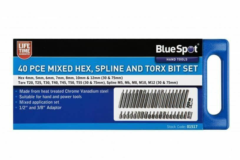 BlueSpot 40 Piece Mixed Hex, Spline and Torx Bit Set 01517 - Tools 2U Direct SW