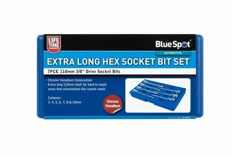 BlueSpot 7 Piece 3/8" Drive Extra Long Hex Socket Bit Set H3 - H10 01516 - Tools 2U Direct SW