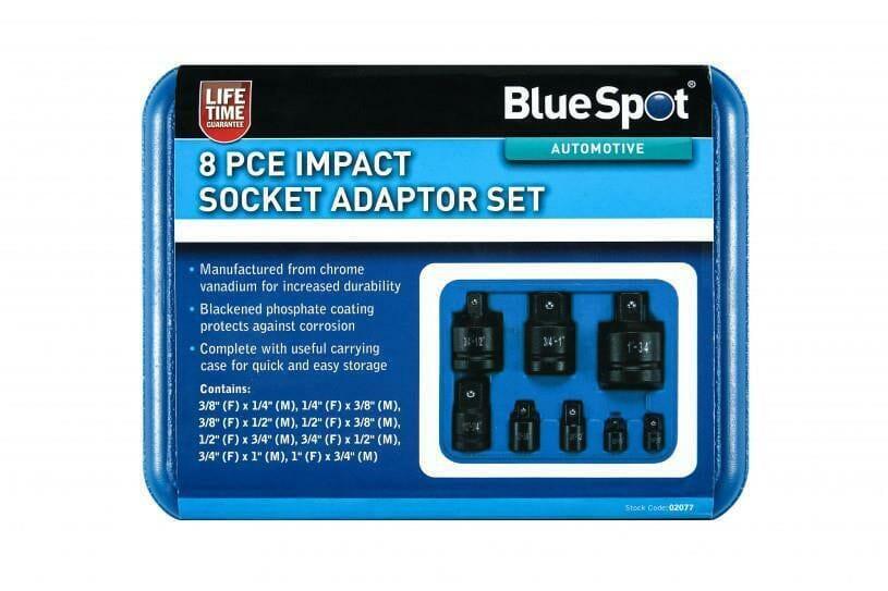 BlueSpot 8pc Impact Socket Adaptor Set Converter Reducer Adapter 1/4" - 1" 02077 - Tools 2U Direct SW