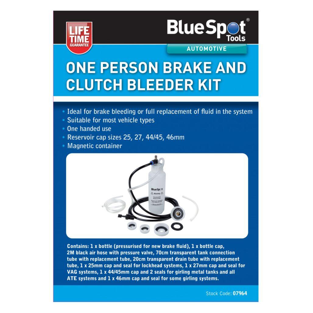 BlueSpot One Person Brake Clutch Vacuum Bleeder Pump Pneumatic Bleeding Kit 07964 - Tools 2U Direct SW