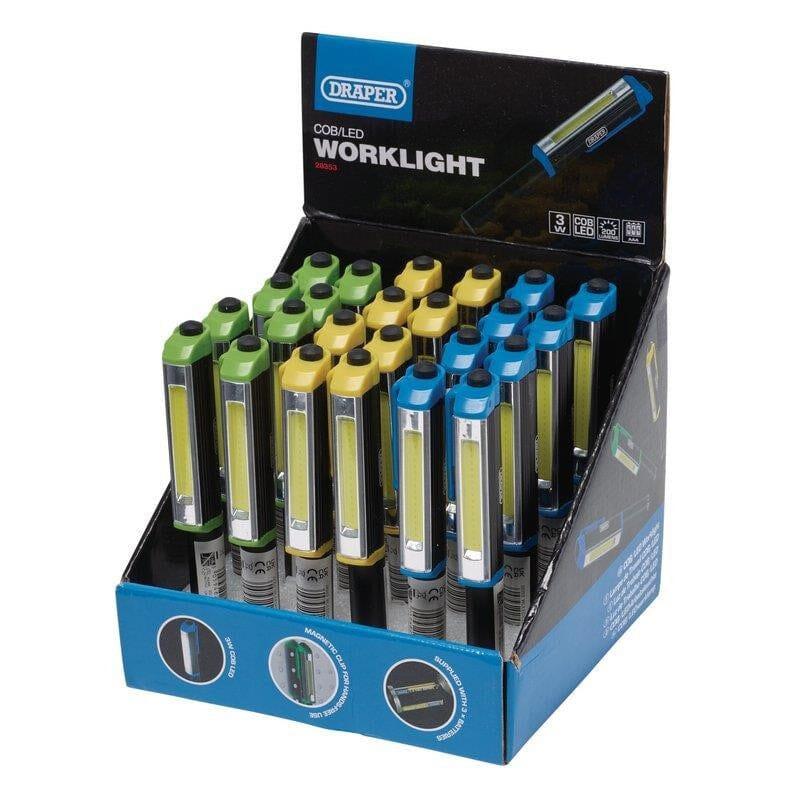 Draper 3W COB LED Aluminium Pocket Torch 3 X AAA Batteries Included 28353 - Tools 2U Direct SW