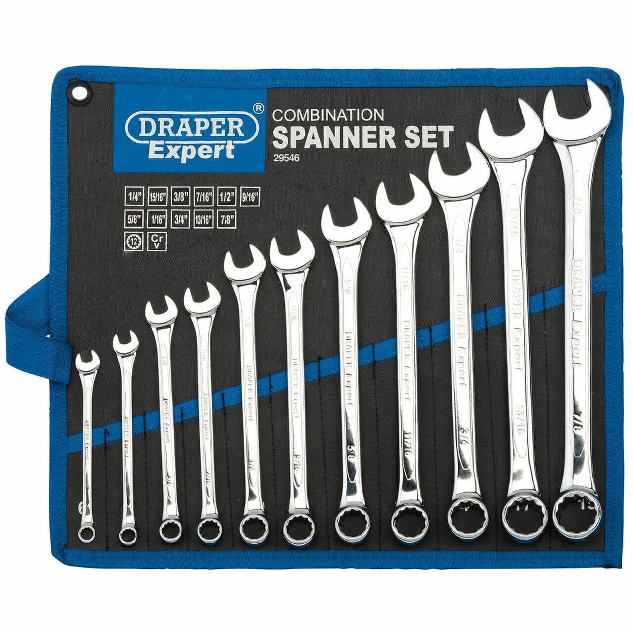 Draper Expert 11 Piece HI-TORQ® Imperial Combination Spanner Set 1/4 - 7/8" 29546 - Tools 2U Direct SW