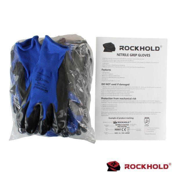 ROCKHOLD 12 Pairs Nitrile Coated Gloves Size 11/XXL Hard Wearing 90007 - Tools 2U Direct SW