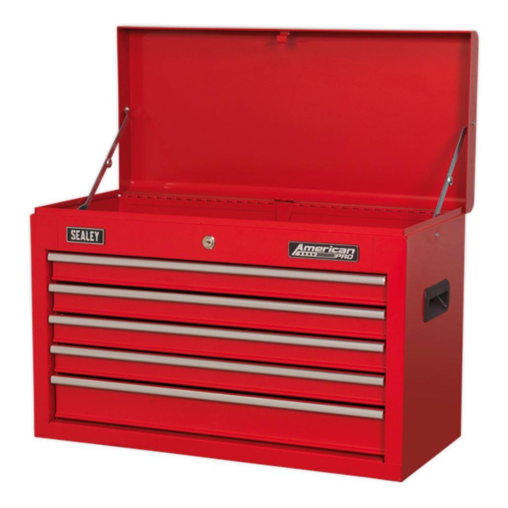 Sealey American PRO Topchest 5 Drawer with Ball-Bearing Slides - Red AP225 - Tools 2U Direct SW