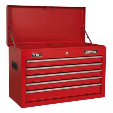 Sealey American PRO Topchest 5 Drawer with Ball-Bearing Slides - Red AP225 - Tools 2U Direct SW