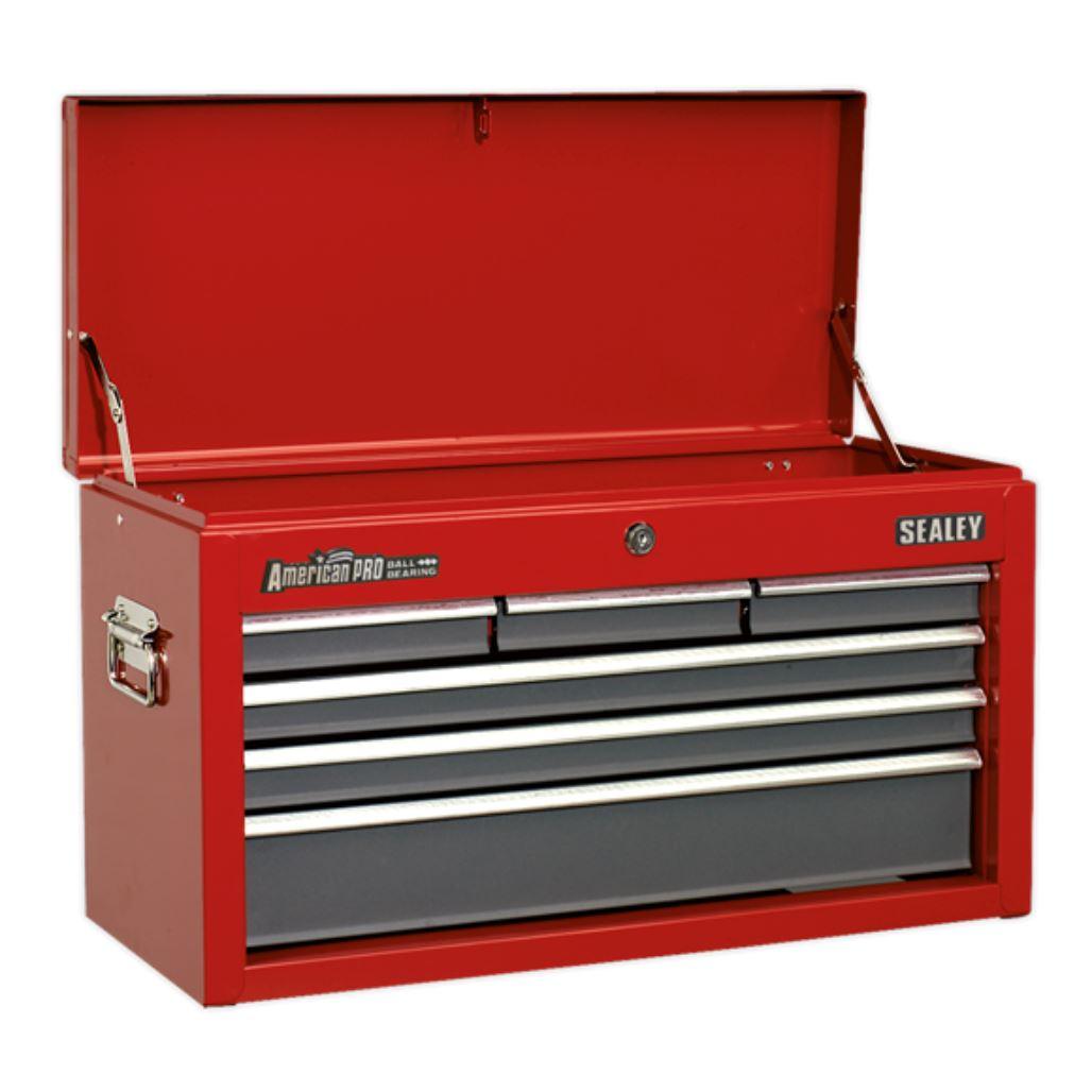 Sealey American Pro Topchest 6 Drawer with Ball-Bearing Slides - Red/Grey AP2201BB - Tools 2U Direct SW